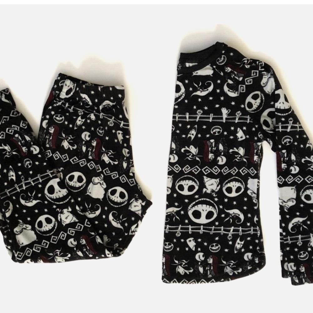 Disney Fleece Tim Burton's Nightmare Before Christmas Pajamas Set XS NWOT